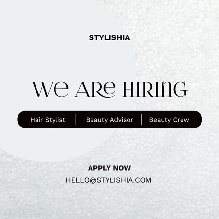 Plantilla de diseño de Stylists and beauty crew hiring Instagram 