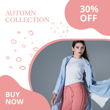 Pink and Blue Ad of Fall Collection Clothes Sale Instagram Tasarım Şablonu