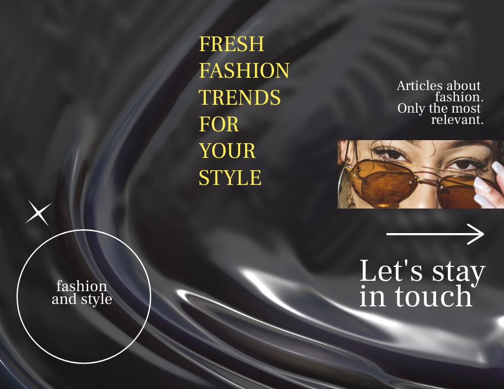 Fashion Trends With Sunglasses Offer In Black Brochure 8.5x11in Z-fold Tasarım Şablonu