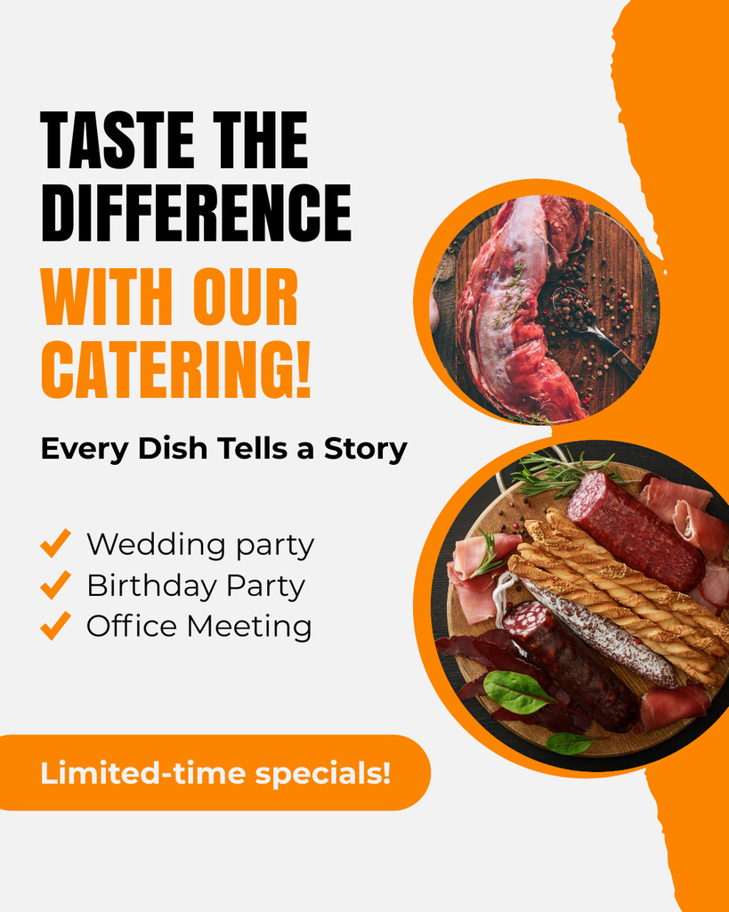 Catering for Parties and Business Meetings Instagram Post Vertical Tasarım Şablonu