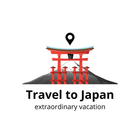 Travel to Japan Offer with Famous Sights Animated Logo Design Template