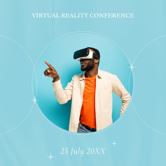 Ontwerpsjabloon van Instagram van Virtual Reality Conference Announcement With Special Gear