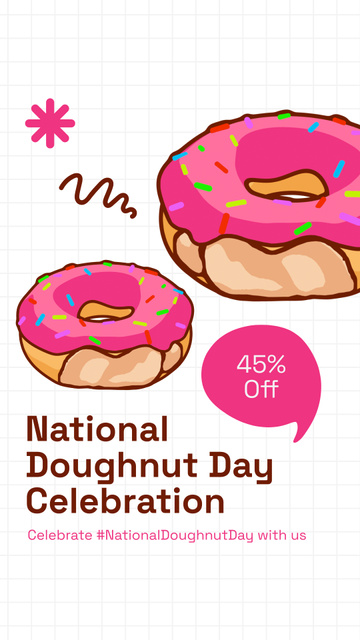 Huge Discount on Baked Goods for National Donut Day Instagram Video Storyデザインテンプレート