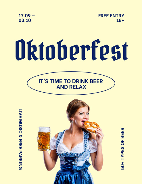 Oktoberfest Festive Popular Notice Flyer 8.5x11in – шаблон для дизайна