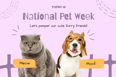 National Pet Week Postcard 4x6in Design Template
