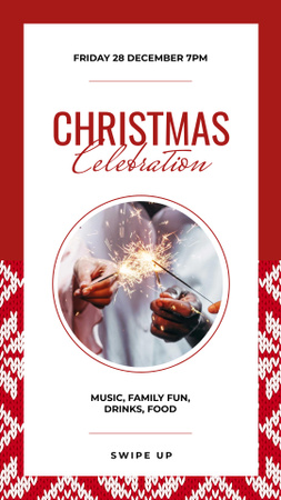 Christmas Shiny sparklers in hands Instagram Story Design Template