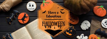 Ontwerpsjabloon van Facebook cover van Halloween Celebration with Pumpkins