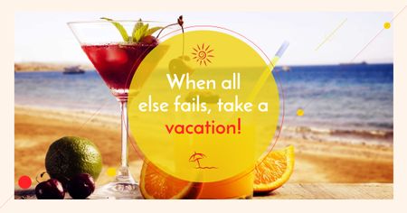 Szablon projektu Summer cocktail on tropical vacation Facebook AD