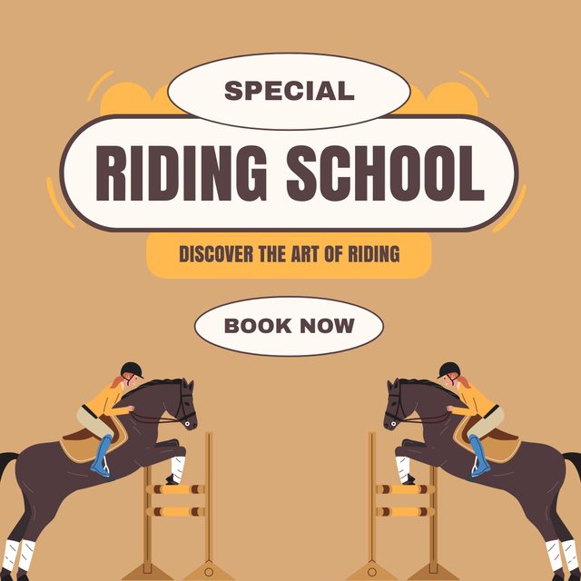 Horse Riding School Service Offer With Booking Instagram Šablona návrhu