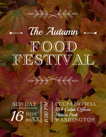 Autumn Food Fest Invitation Flyer 8.5x11in Modelo de Design