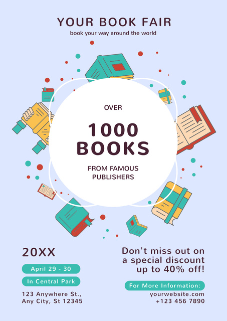 Modèle de visuel Book Fair Announcement with Many Books - Poster
