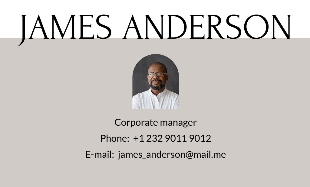 Corporate Manager Contacts Business Card 91x55mm Design Template