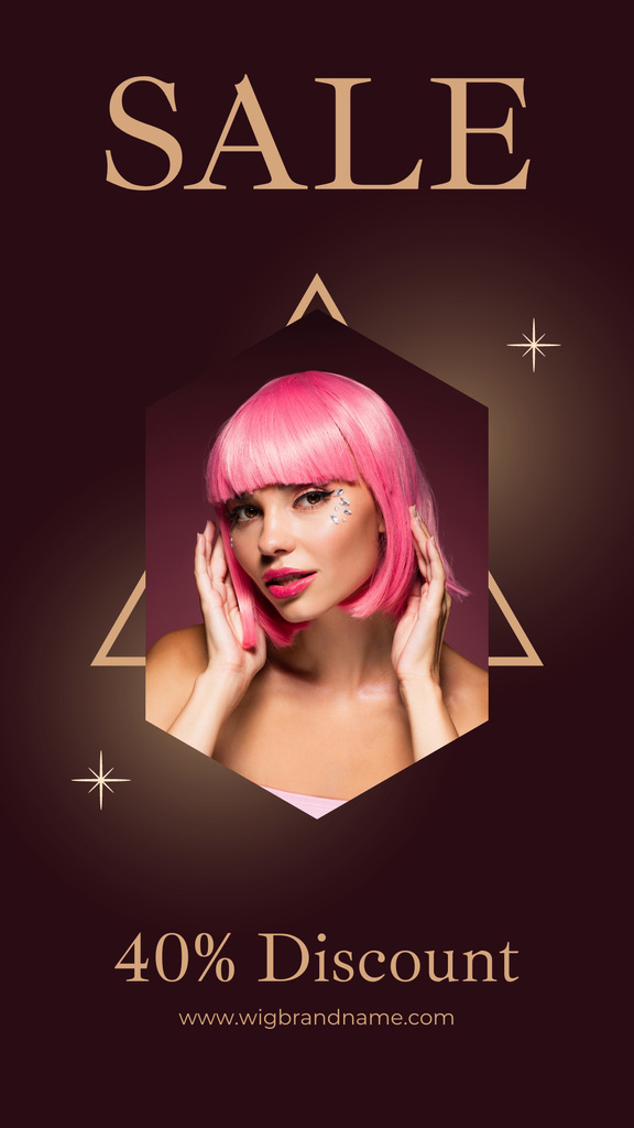 Designvorlage Discount Offer Ad with Pink-Haired Woman für Instagram Story