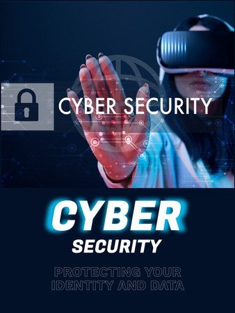 Cyber Security Service Ad with Woman in VR Headset Poster US Design Template
