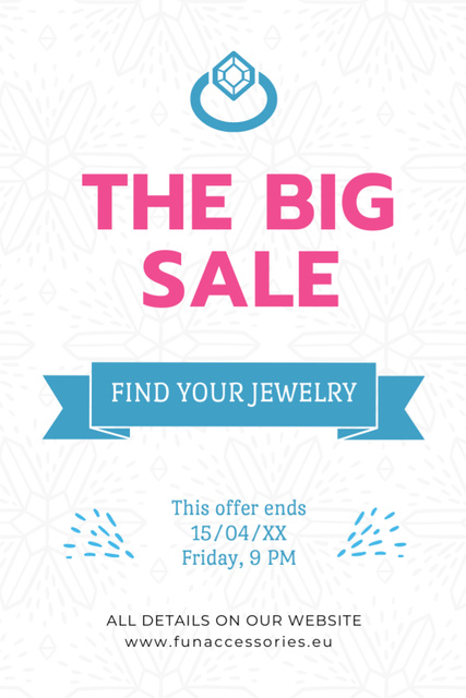 Ontwerpsjabloon van Flyer 4x6in van Big Sale Announcement Expensive Jewelery