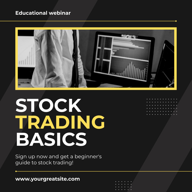 Ontwerpsjabloon van LinkedIn post van Educational Webinar on Stock Trading Basics