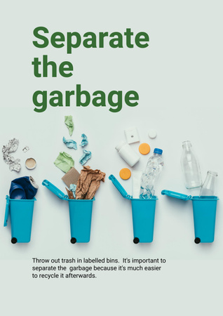 Ontwerpsjabloon van Poster van Recyclingconcept met gesorteerd afval