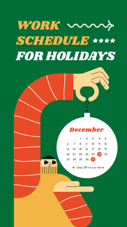 Modèle de visuel Man holding Work Schedule for Winter Holidays - Instagram Story