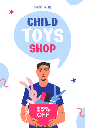 Modèle de visuel Un homme offre des réductions sur les jouets pour enfants - Pinterest