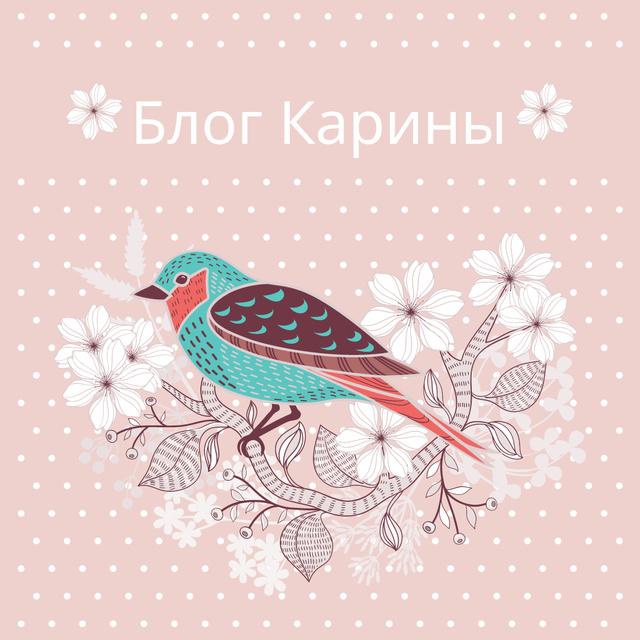 Blog Illustration Cute Bird on Pink Instagram AD tervezősablon