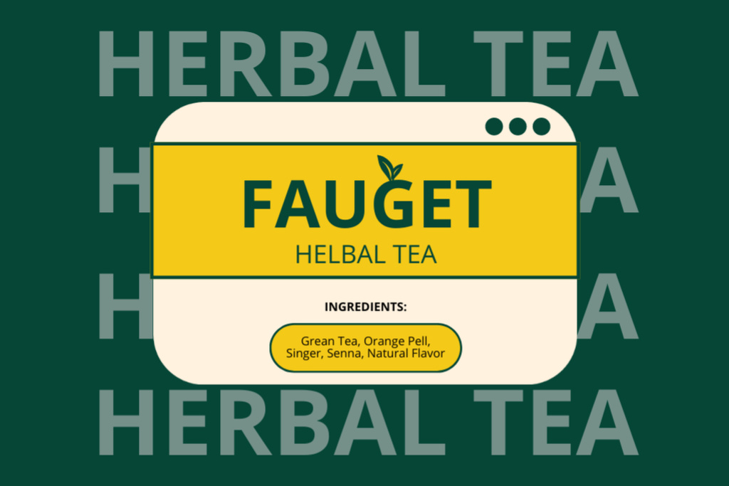 Tasteful Herbal Tea With Ingredients Description Label – шаблон для дизайну