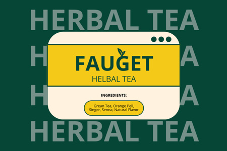 Γευστικό τσάι από βότανα με συστατικά Περιγραφή Label Πρότυπο σχεδίασης