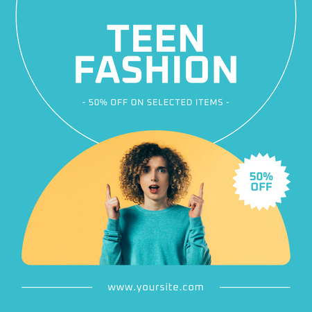 Fashion For Teens With Discount On Selected Items Instagram Design Template