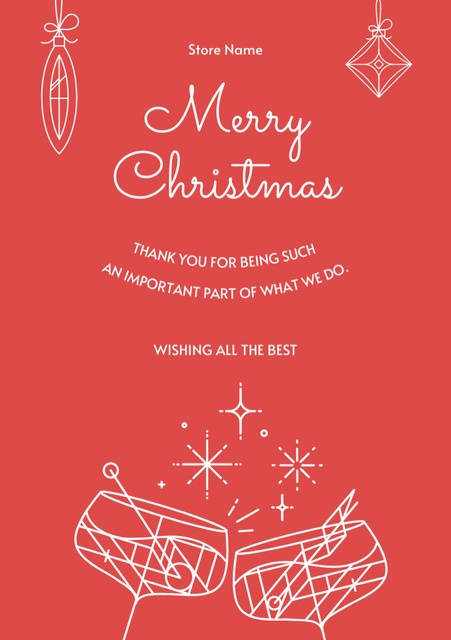 Christmas Wishes with Outlined Baubles Postcard A5 Vertical Design Template