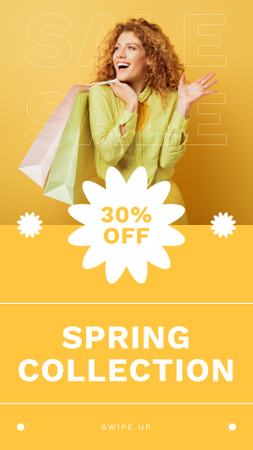 Spring Sale Collection with Redhead Woman Instagram Story Πρότυπο σχεδίασης