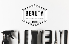 Beauty Salon Ad with Various Combs and Tools for Hairstyle