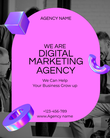 Proposta de serviço de agência de marketing com formas geométricas gradientes Instagram Post Vertical Modelo de Design