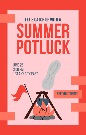 Summer Potluck Party Invitation 4.6x7.2in Design Template