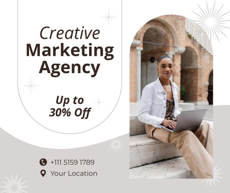 Creative Marketing Agency Services with Businesswoman Facebook Design Template