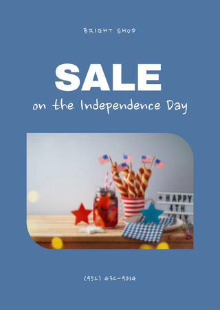 Designvorlage USA Independence Day Sale Announcement In Blue für Postcard A6 Vertical