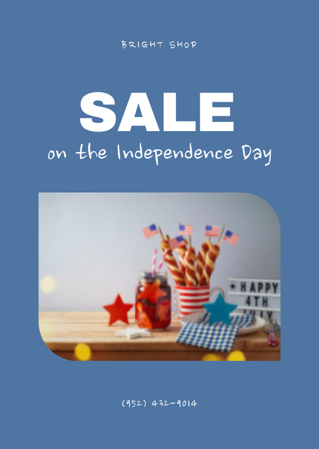 Ontwerpsjabloon van Postcard A6 Vertical van USA Independence Day Sale Announcement In Blue