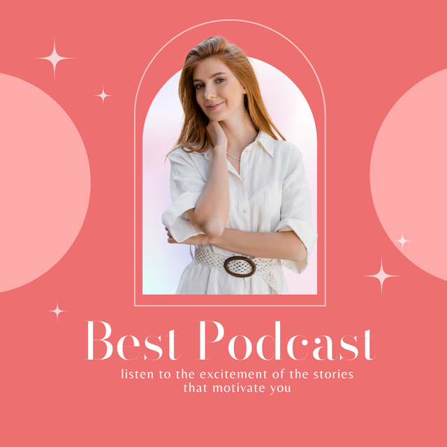 Podcast with Motivational Stories  Podcast Cover Πρότυπο σχεδίασης