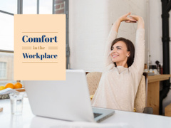 Woman on comfortable workplace