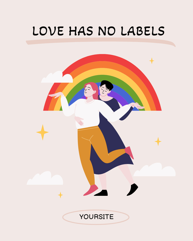 Inspirational Phrase about Love with Lesbian Couple Poster 16x20in Design Template