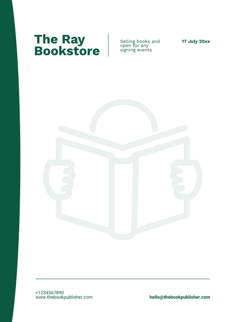Bookstore Ad with Reader Icon Letterhead tervezősablon