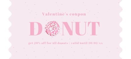 Designvorlage Rabattgutschein für Donuts zum Valentinstag für Coupon 3.75x8.25in