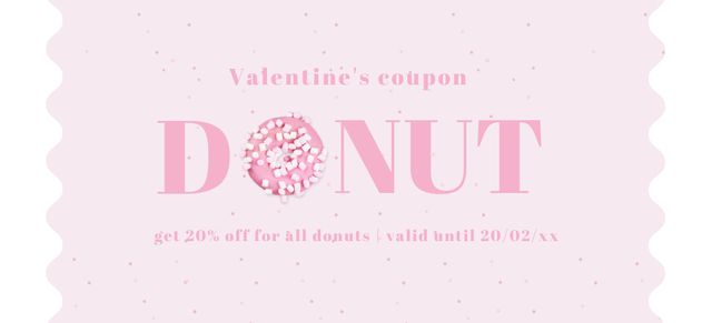 Discount Voucher for Valentine's Day Donuts Coupon 3.75x8.25in Design Template