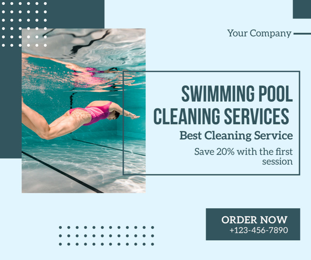 Designvorlage Offers Discounts on Best Pool Cleaning Services für Facebook