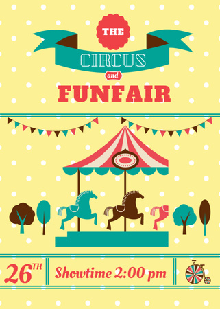 Circus and Funfair Announcement with Carousel Invitation tervezősablon