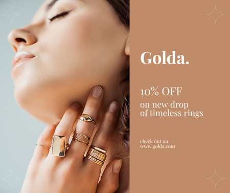 Platilla de diseño Offer Discounts on Stylish Gold Rings Facebook