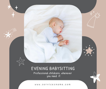 Cute Newborn Baby Sleeping in Crib Facebook Modelo de Design