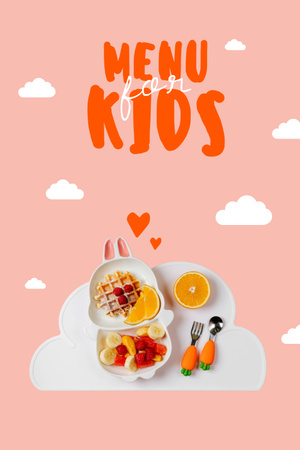 Ontwerpsjabloon van Pinterest van eten voor kinderen in schattig konijn gevormde plaat