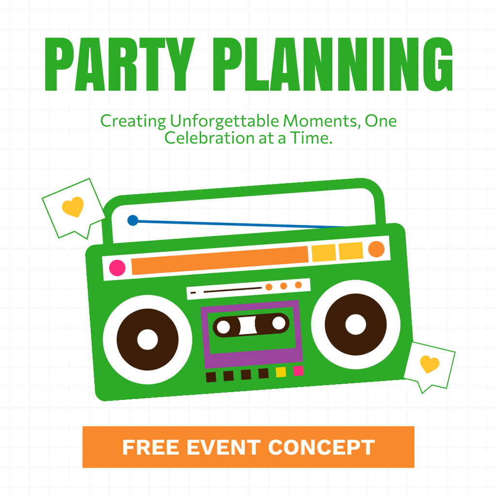 Planning Creative and Unforgettable Parties Instagram AD Πρότυπο σχεδίασης
