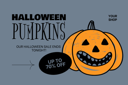 Halloween Pumpkins Sale Offer Label Design Template