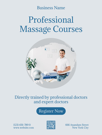 Professional Massage Courses Poster US Design Template