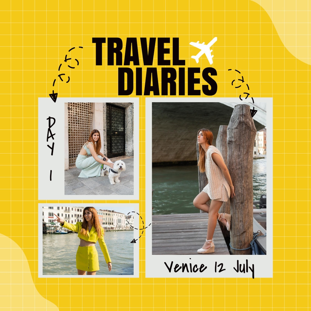 Designvorlage Venice Travel Diaries Promotion  für Instagram